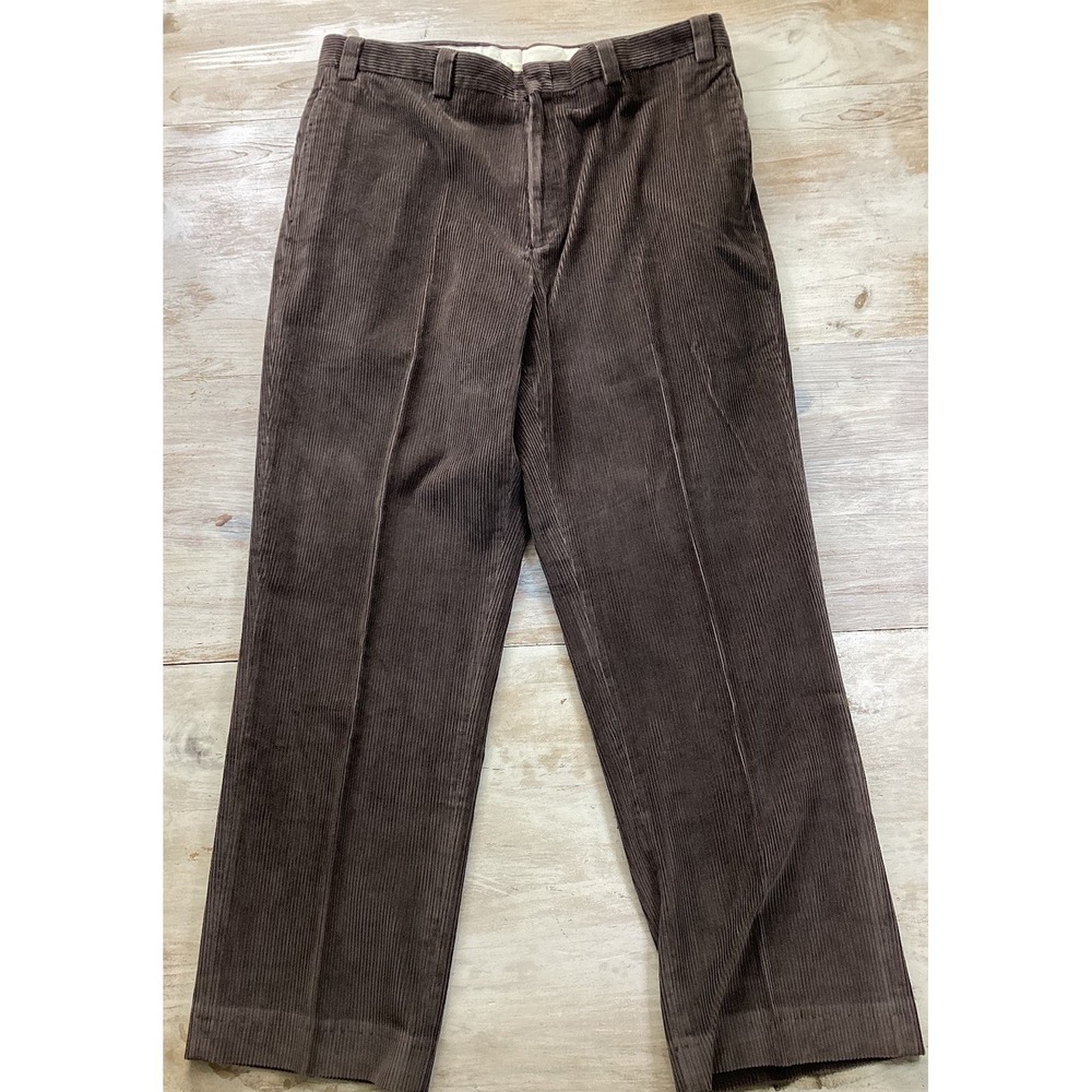 Vintage LL Bean Dark‎ Brown Thick Cord Corduroy Pants Grunge Baggy Men's 37x30